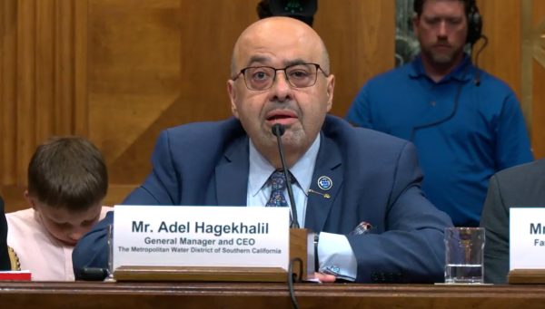 Adel Hagekhalil testifies at a U.S. Senate hearing on climate change in May 2024.