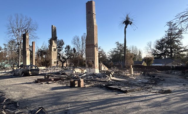 The Andrew McNally House in Altadena lays in ruins following the Eaton Fire.